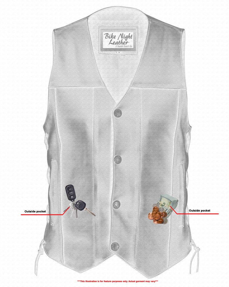 DS142 Men's Single Back Panel Concealed Carry Vest (Buffalo Nickel Head Snaps)