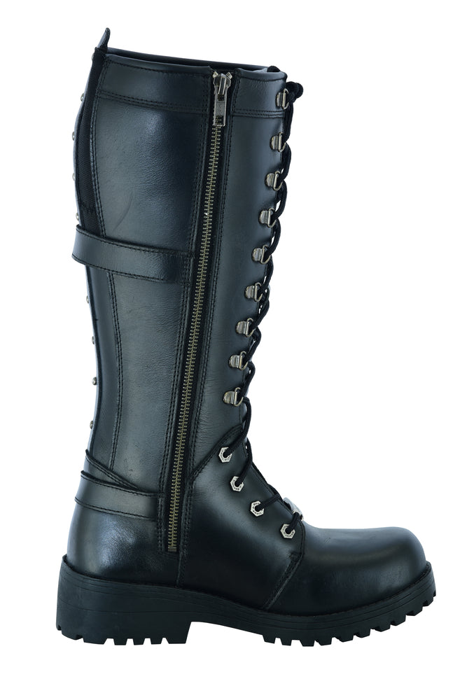 DS9765 Women's 15 Inch Black Leather Stylish Harness Boot