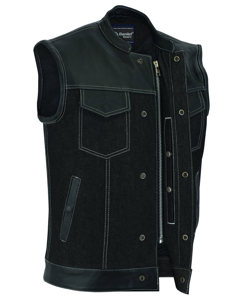 DM900 Men's Leather/Denim Combo Vest