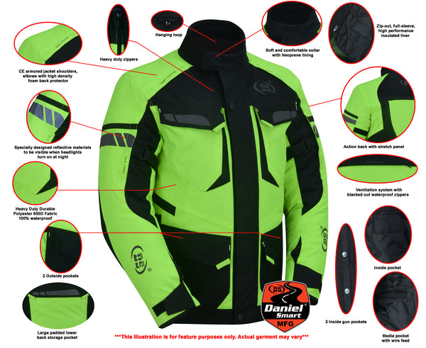 DS4616 Advance Touring Textile Motorcycle Jacket for Men - Hi-Vis